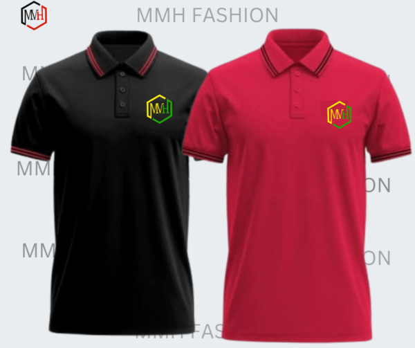 Polo Shirt Black & maroon